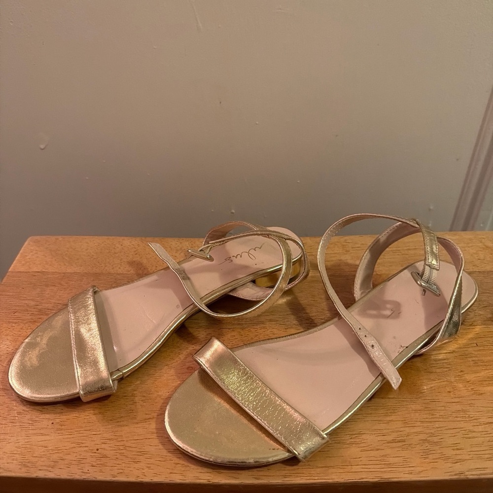 Lulu's Metallic Gold Strappy Sandals